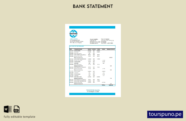 listo para imprimir plantilla de Excel de extracto bancario de Weststein del Rei